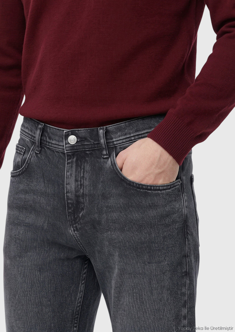 Koyu İndigo Regular Fit Denim Pamuk Karışımlı Pantolon