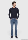 Koyu Mavi Slim Fit Denim Pamuk Karışımlı Pantolon