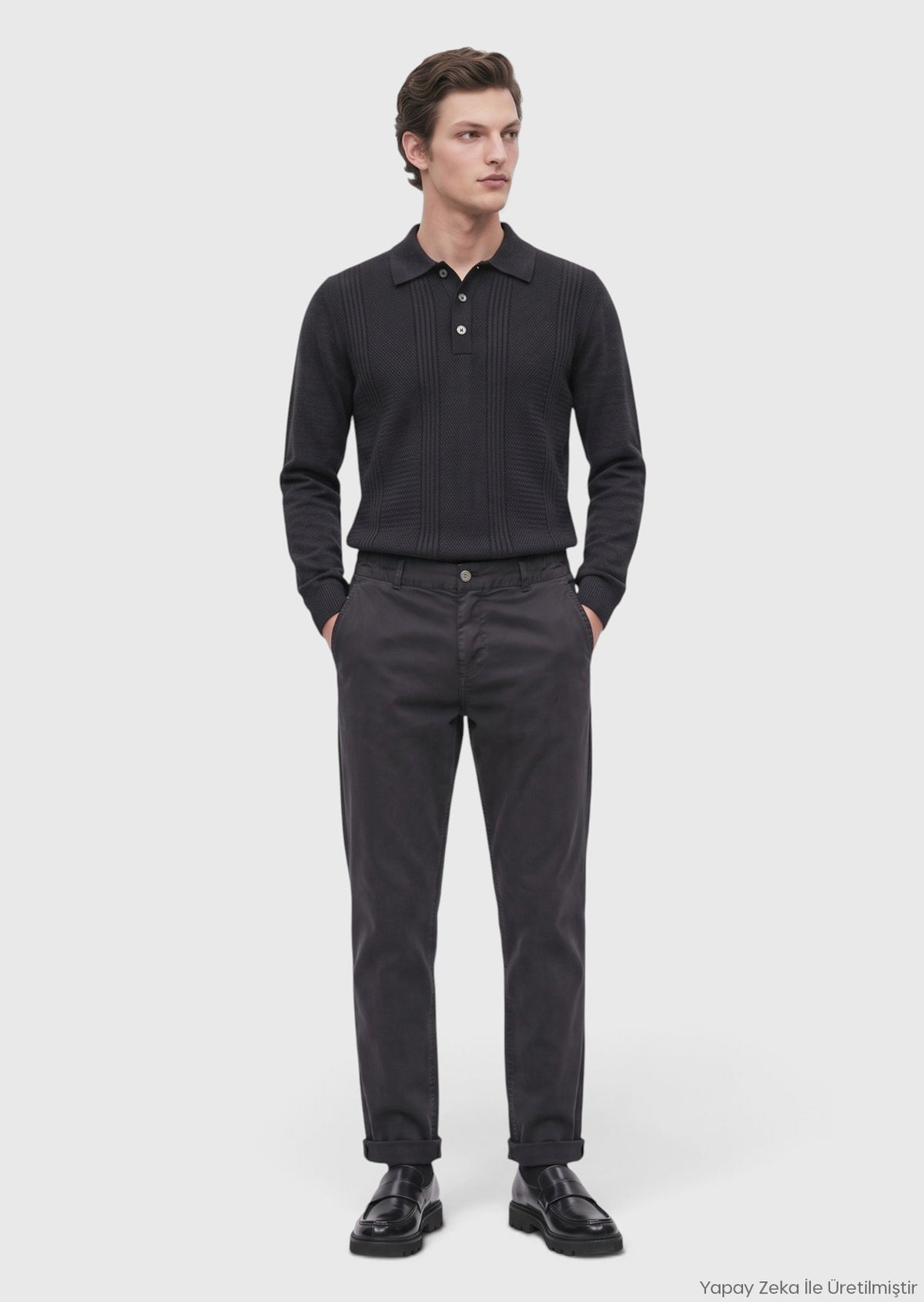 Gri Düz Dokuma Jogging Fit Casual Pantolon