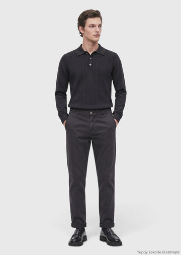 Gri Düz Dokuma Jogging Fit Casual Pantolon