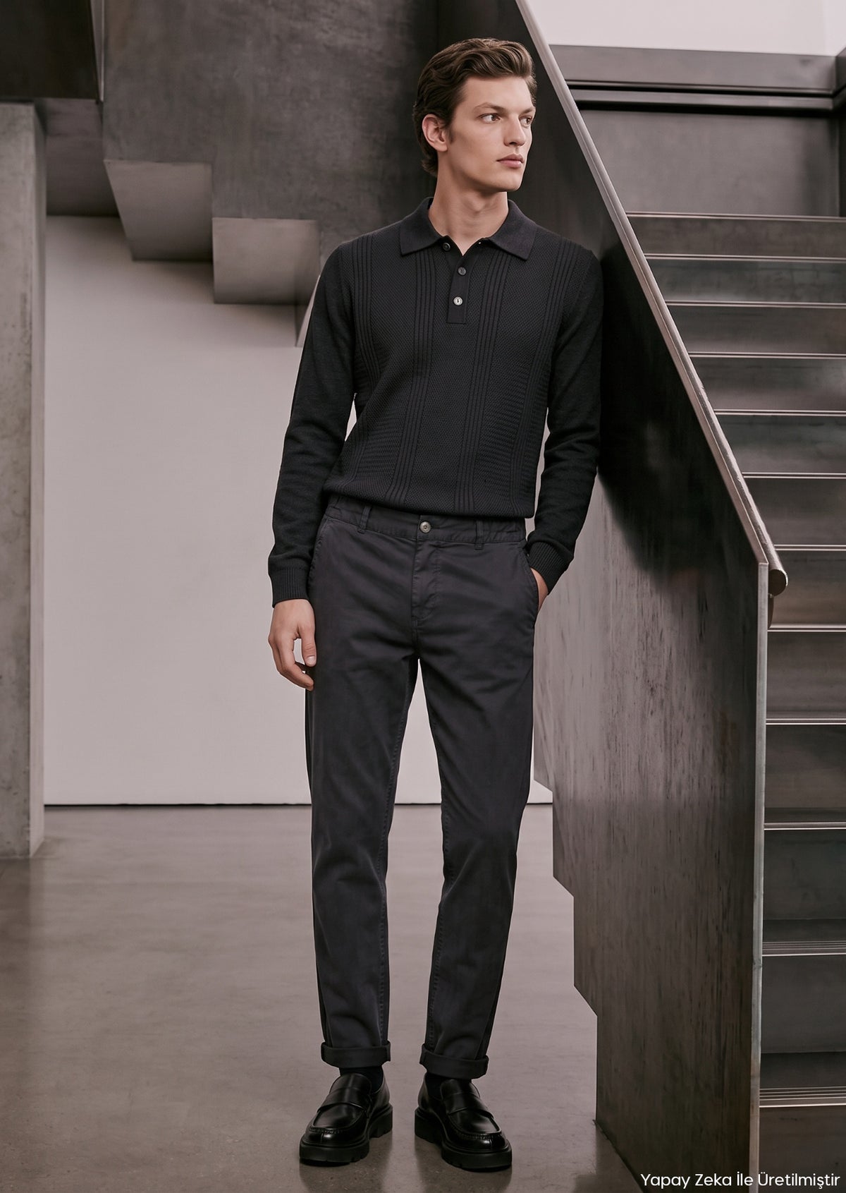 Gri Düz Dokuma Jogging Fit Casual Pantolon