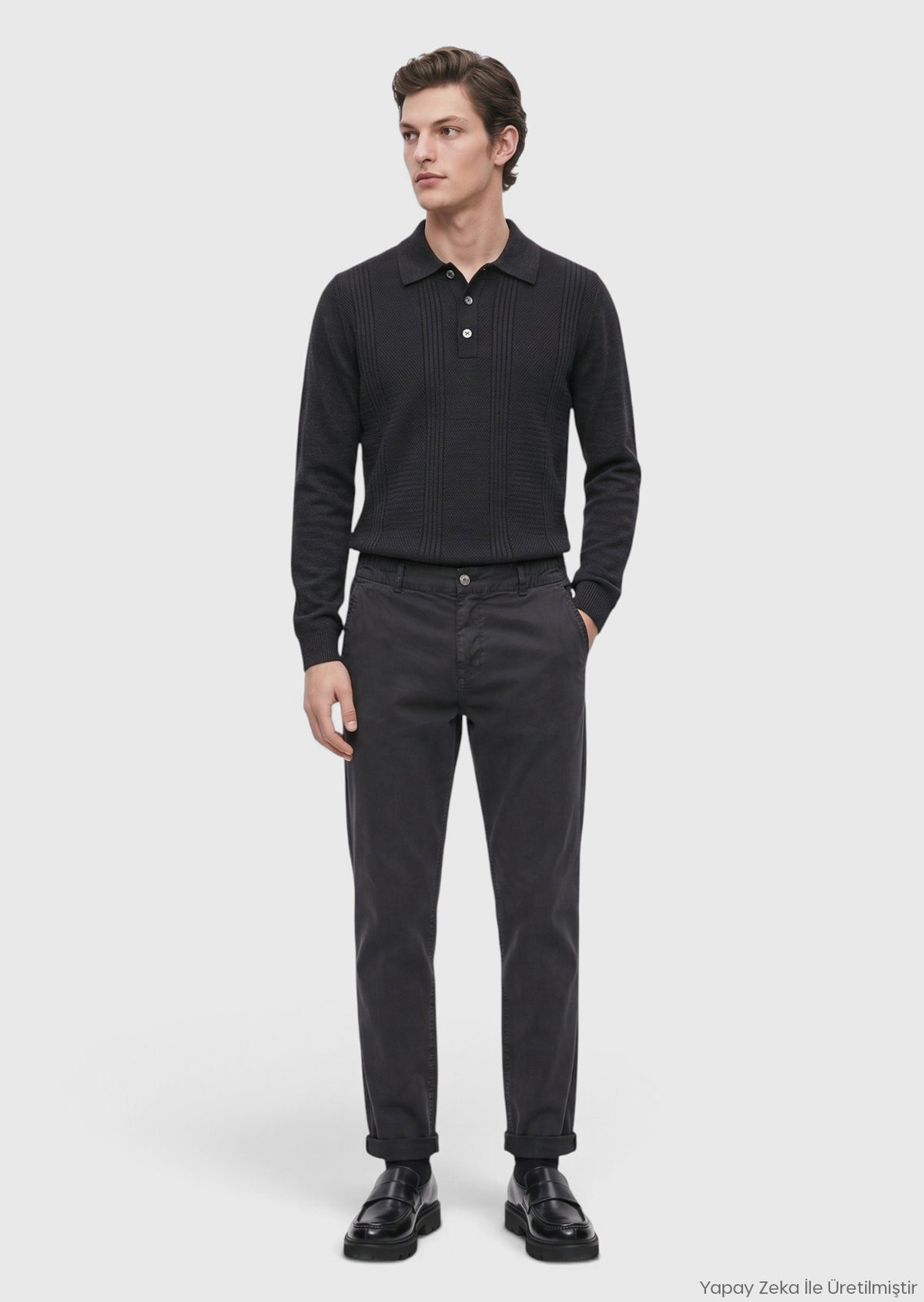 Gri Düz Dokuma Jogging Fit Casual Pantolon