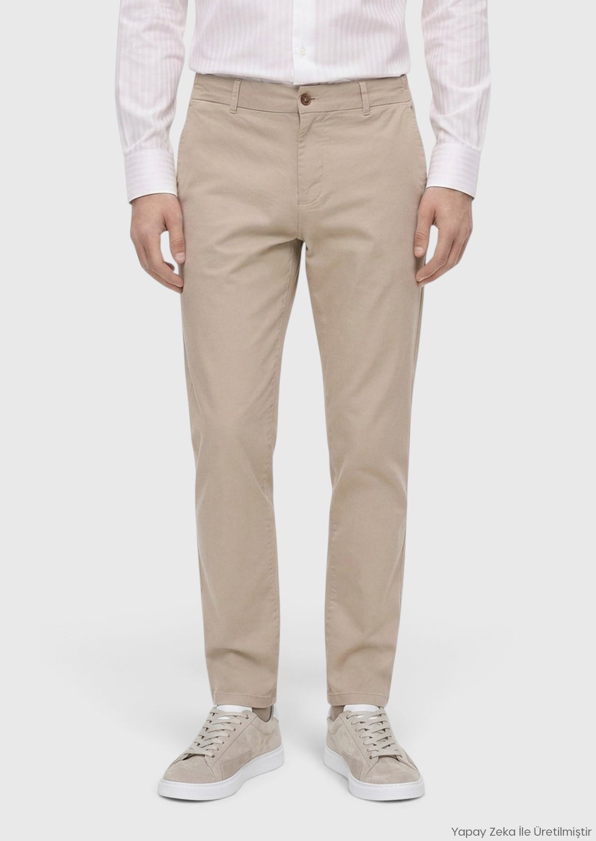 Bej Düz Dokuma Jogging Fit Casual Pantolon