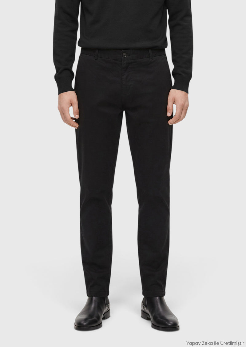 Siyah Düz Dokuma Jogging Fit Casual Pantolon