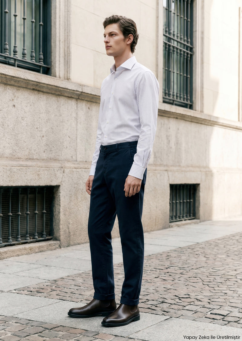 Lacivert Düz Dokuma Jogging Fit Casual Pantolon
