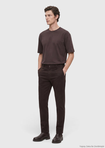 Mürdüm Düz Dokuma Jogging Fit Casual Pantolon