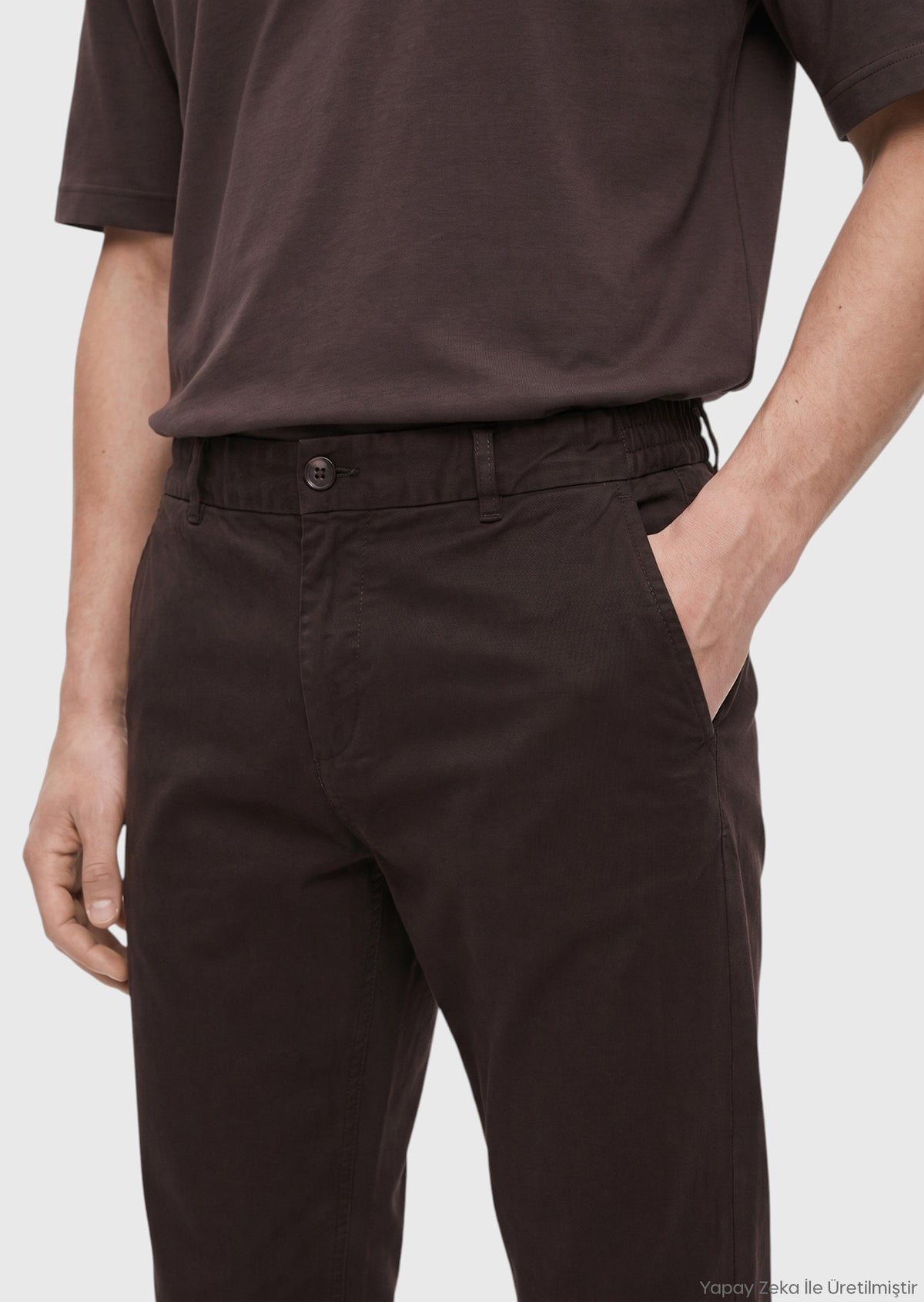 Mürdüm Düz Dokuma Jogging Fit Casual Pantolon