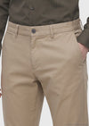 Haki Düz Dokuma Regular Fit Casual Yün Karışımlı Pantolon
