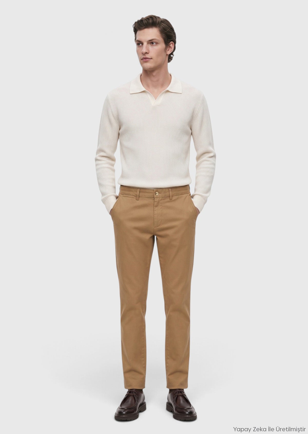 Cinnamon Weaving Regular Fit Casual Wool Blended Trousers