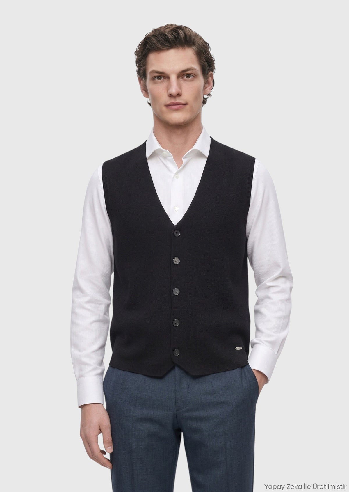 Siyah Casual Örme Triko Yelek