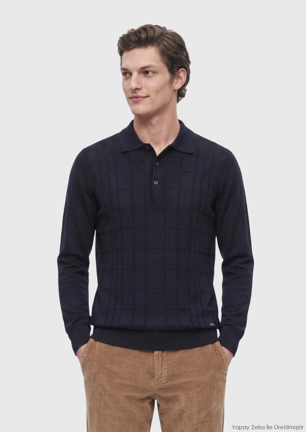 Navy Blue Knitwear Sweatshirt
