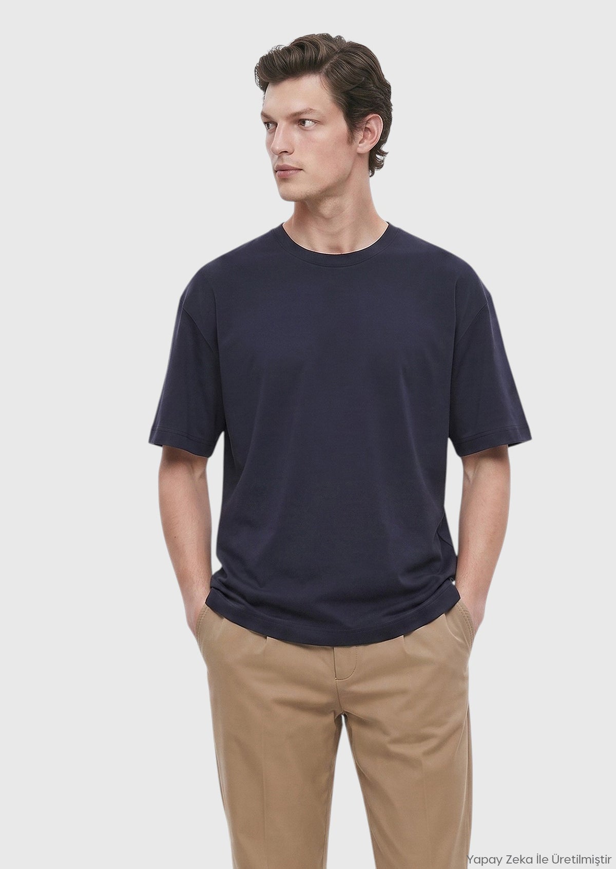 Lacivert Düz %100 Pamuk T-Shirt