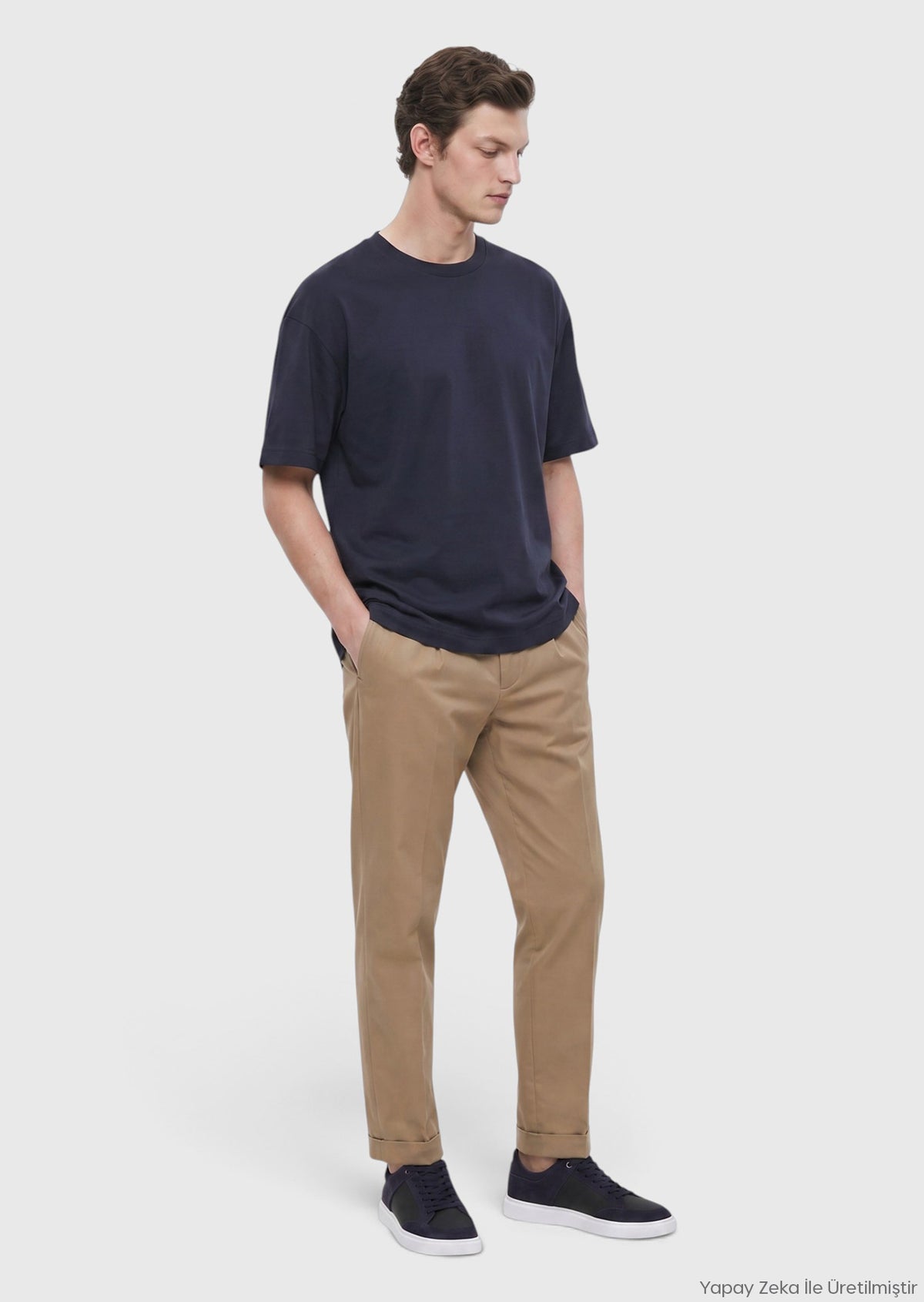 Lacivert Düz %100 Pamuk T-Shirt