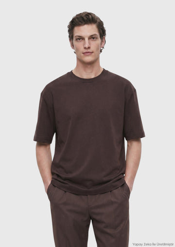 Brown Plain 100% Cotton T-Shirt