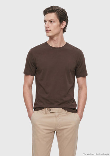 Mürdüm Düz %100 Pamuk T-Shirt