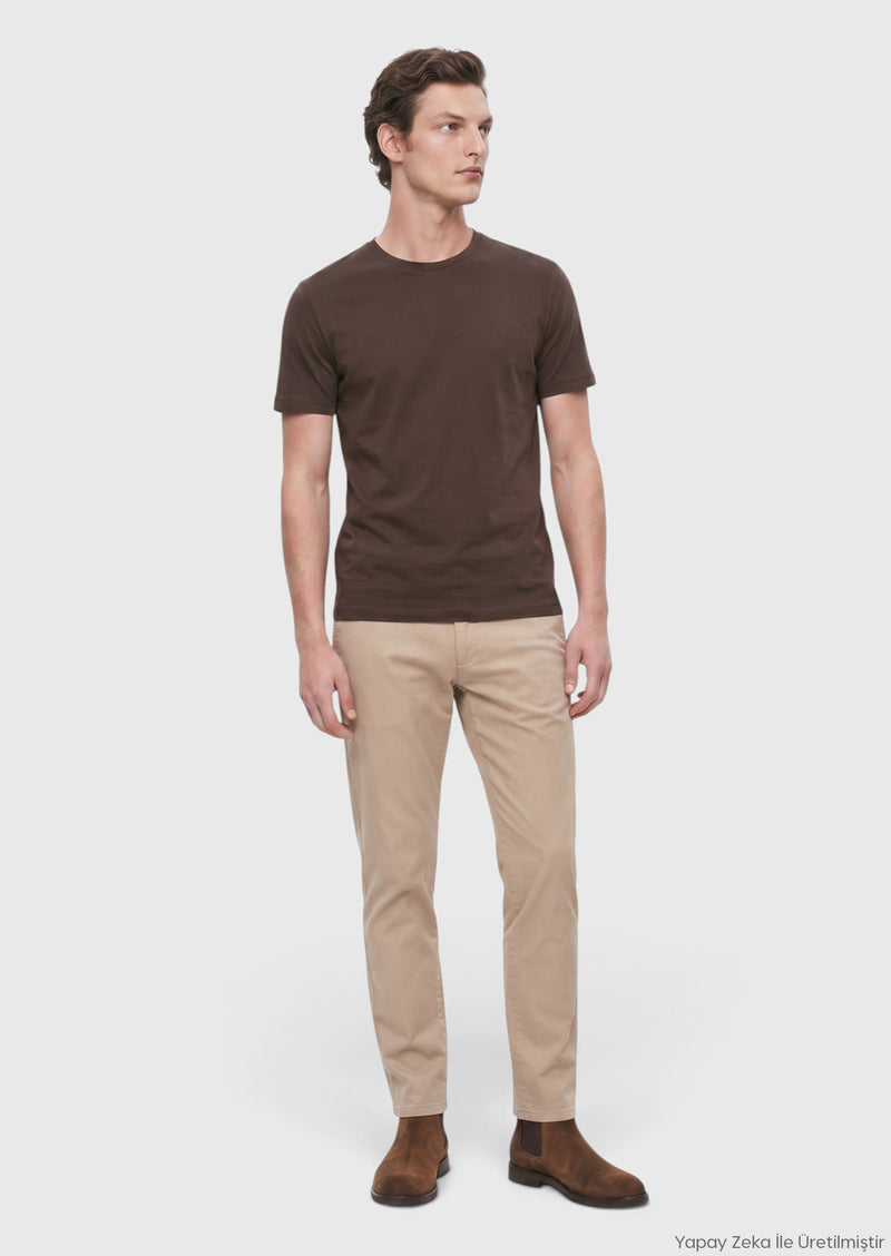 Mürdüm Düz %100 Pamuk T-Shirt
