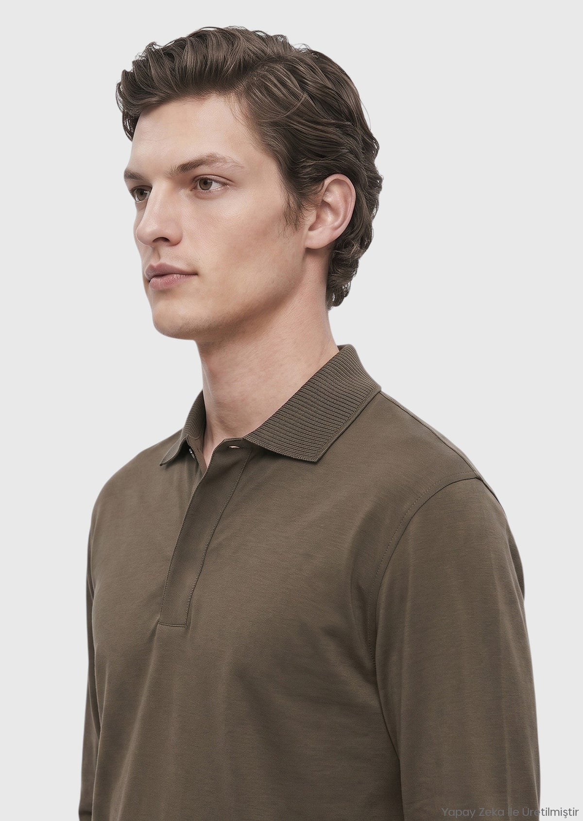 Haki Düz %100 Pamuk T-Shirt