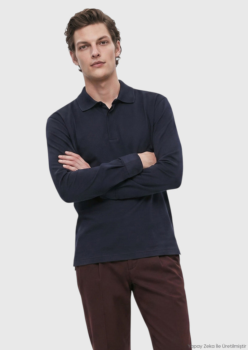 Lacivert Düz %100 Pamuk T-Shirt