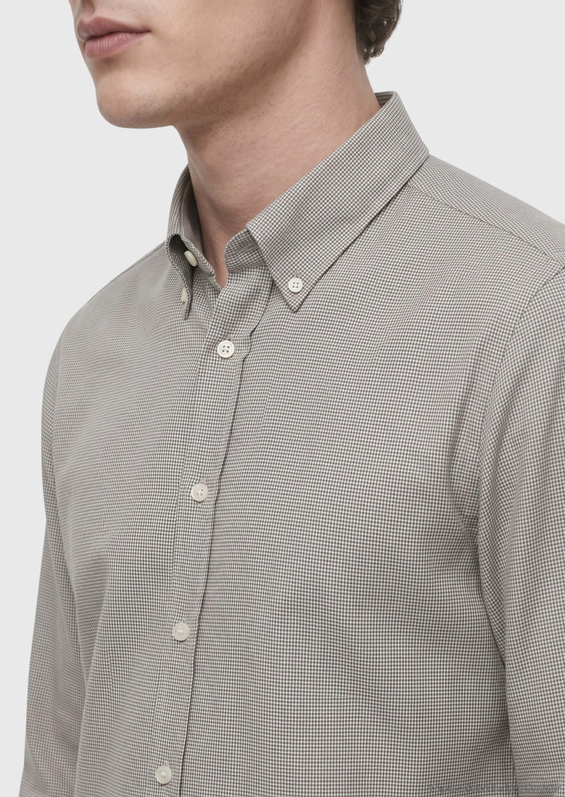 Haki Mikro Casual Fit Uzun Dokuma Casual %100 Pamuk Gömlek