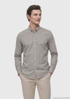 Haki Mikro Casual Fit Uzun Dokuma Casual %100 Pamuk Gömlek
