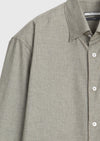 Haki Mikro Casual Fit Uzun Dokuma Casual %100 Pamuk Gömlek