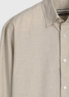 Bej Mikro Casual Fit Uzun Dokuma Casual %100 Pamuk Gömlek