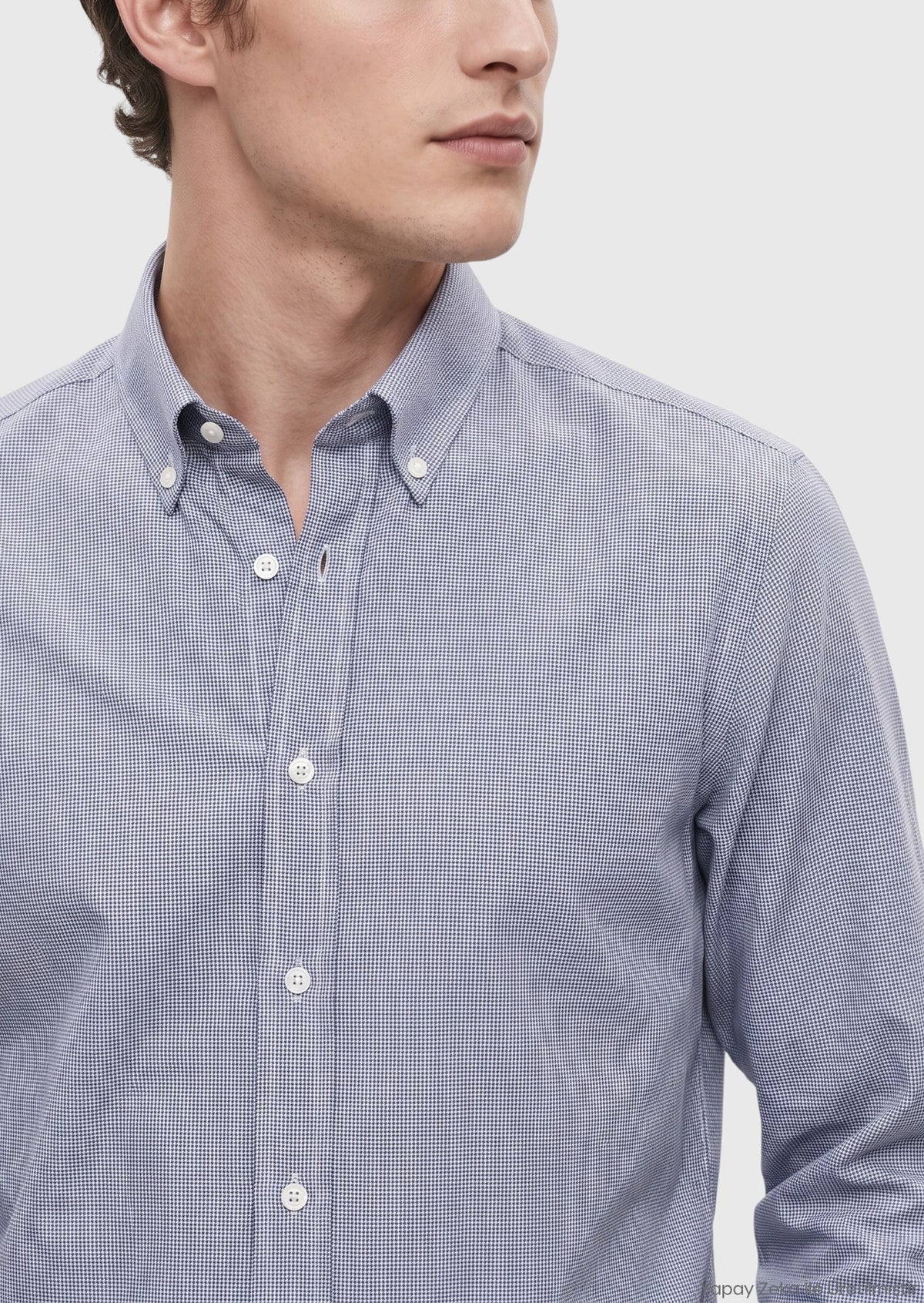 İndigo Mikro Casual Fit Uzun Dokuma Casual %100 Pamuk Gömlek