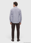 İndigo Mikro Casual Fit Uzun Dokuma Casual %100 Pamuk Gömlek