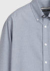 İndigo Mikro Casual Fit Uzun Dokuma Casual %100 Pamuk Gömlek