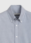 İndigo Mikro Casual Fit Uzun Dokuma Casual %100 Pamuk Gömlek