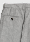 Gri Düz Dokuma Regular Fit Klasik Yün Karışımlı Pantolon