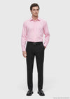 Pembe Düz Regular Fit Uzun Dokuma Klasik Pamuk Karışımlı Gömlek