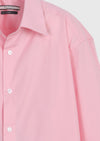 Pembe Düz Regular Fit Uzun Dokuma Klasik Pamuk Karışımlı Gömlek