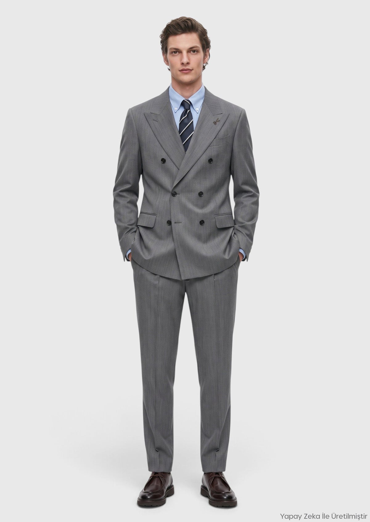 Gri Düz Relaxed Fit %100 Yün Takım Elbise