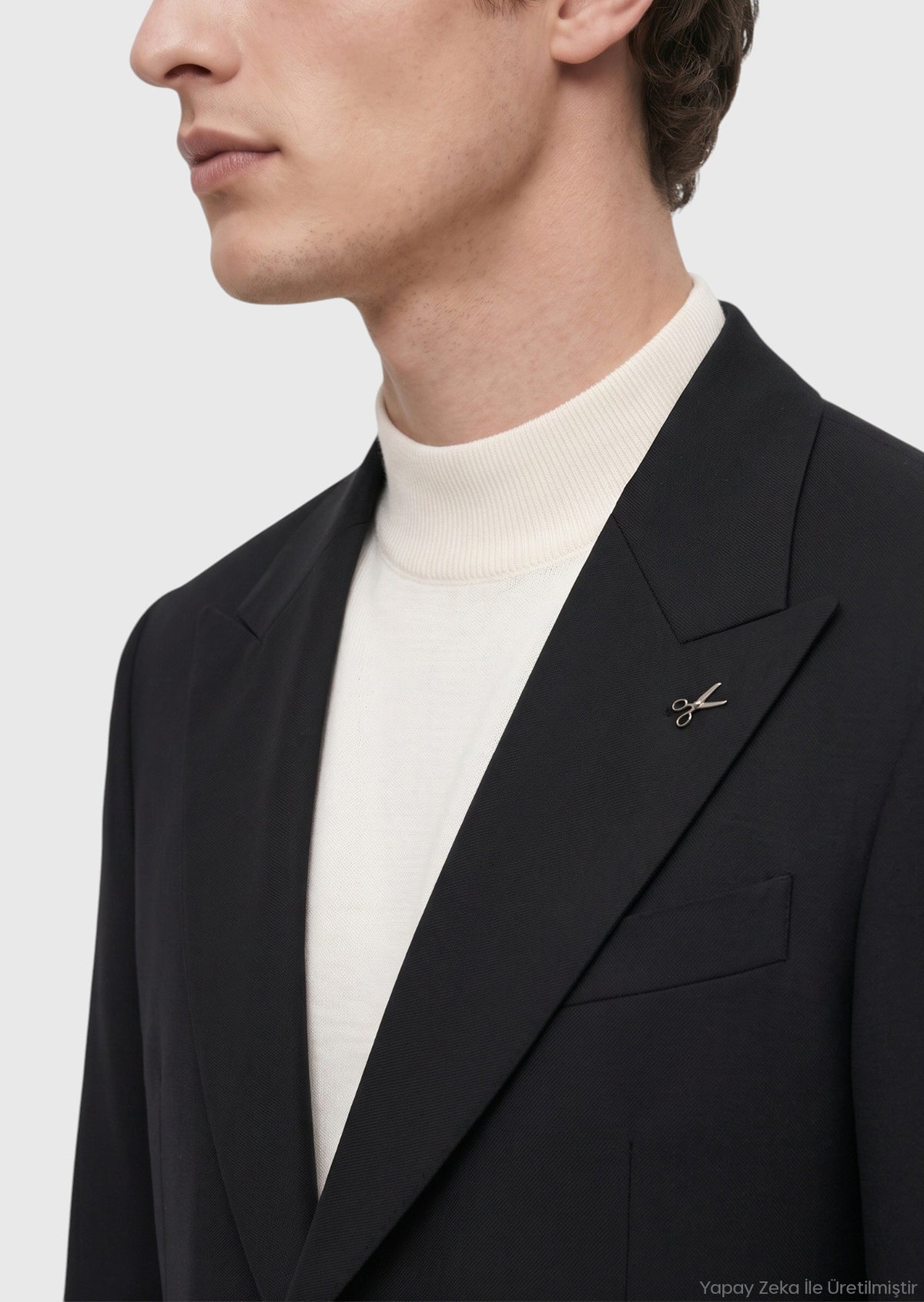 Siyah Düz Relaxed Fit %100 Yün Takım Elbise