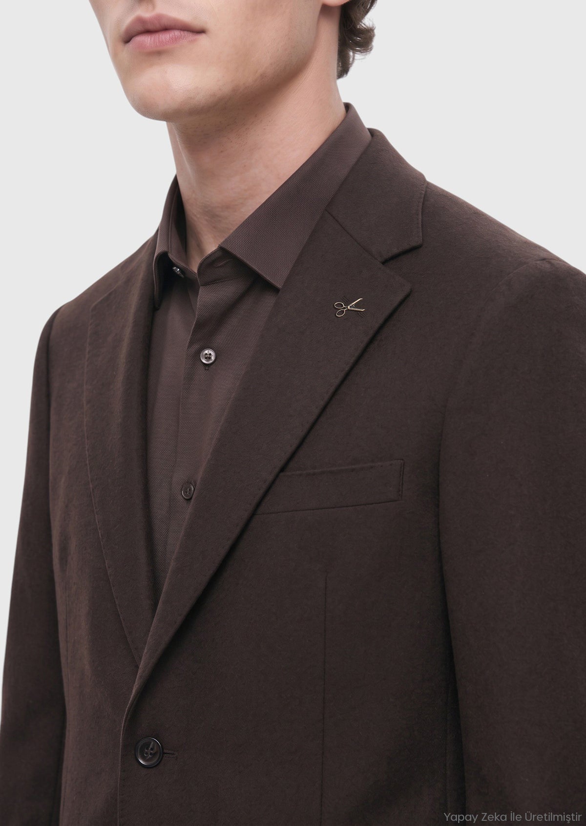 Kahverengi Düz Regular Fit %100 Kaşmir Ceket