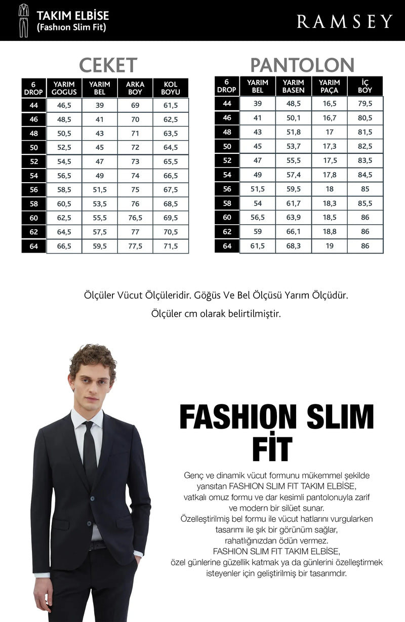 Beden Tablosu - Takım Elbise (Fashion Slim Fit)