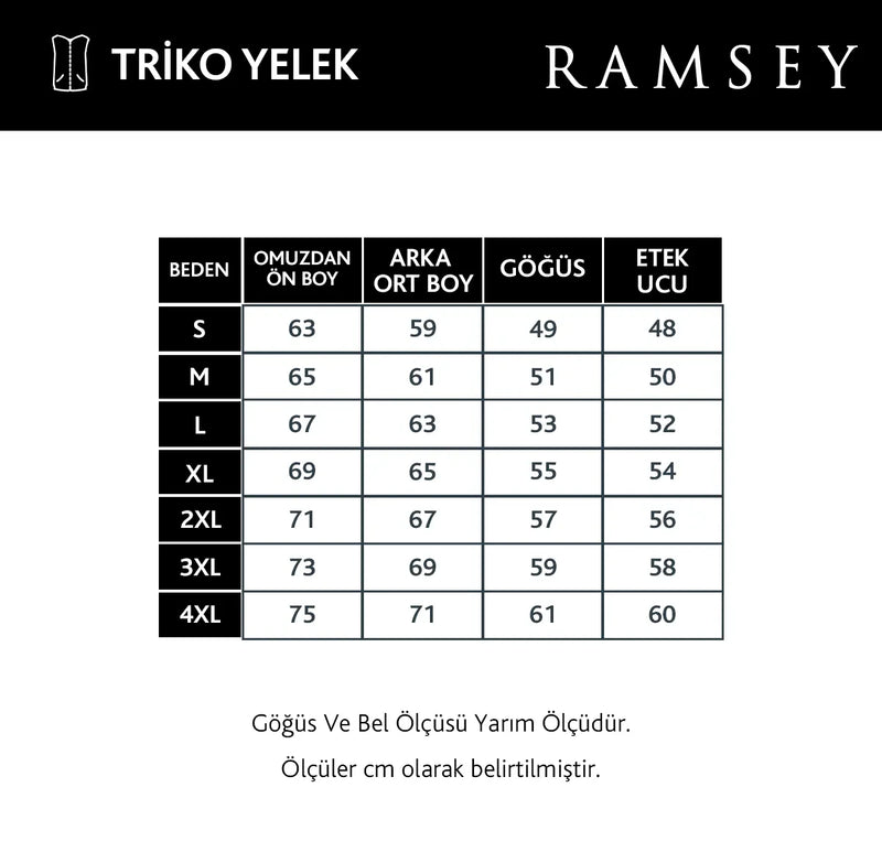 Beden Tablosu - Triko Yelek