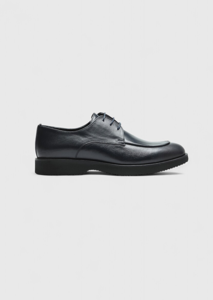 Dark Blue Leather Casual Shoes - RAMSEY