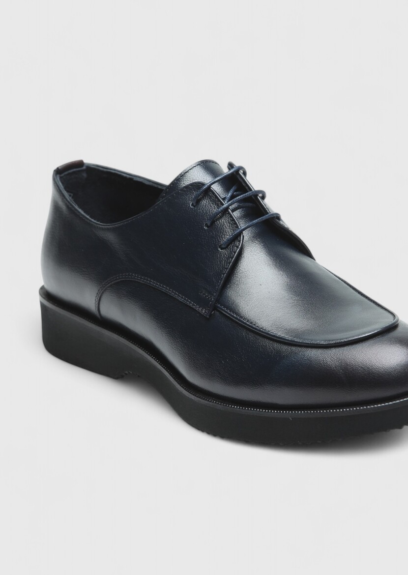 Dark Blue Leather Casual Shoes - RAMSEY