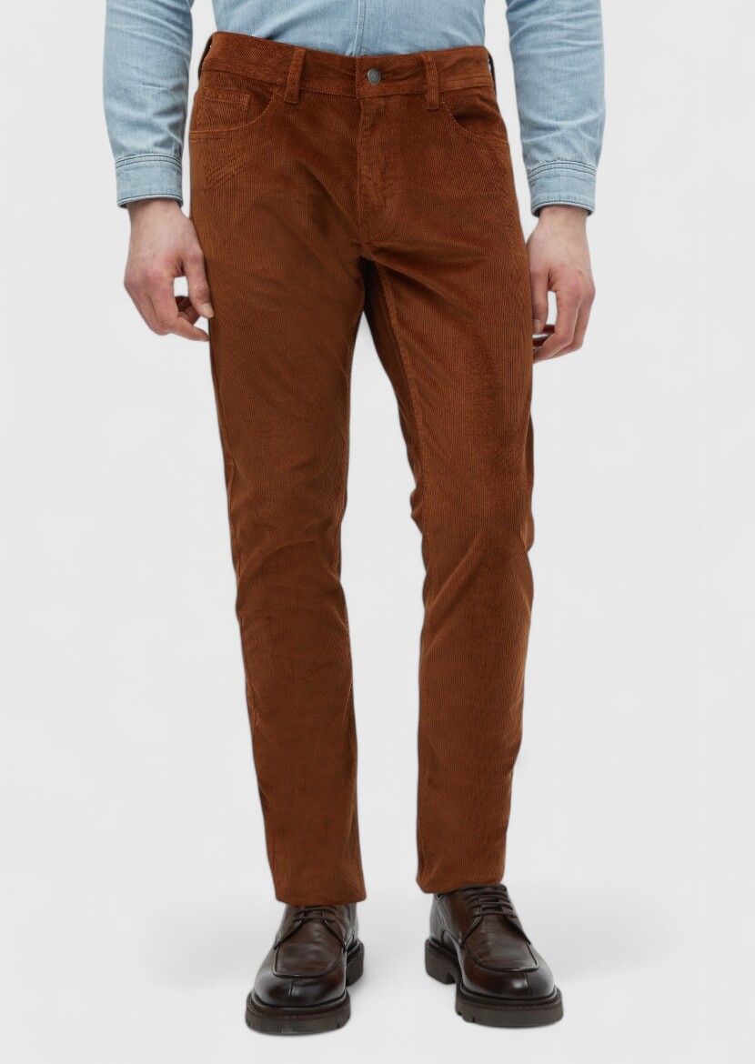 Deve Tüyü Fitilli Dokuma Slim Fit Kadife Casual Pamuk Karışımlı Pantolon 