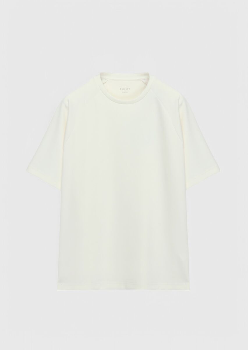 Ecru Crew Neck Plain Sweatshirt - 5
