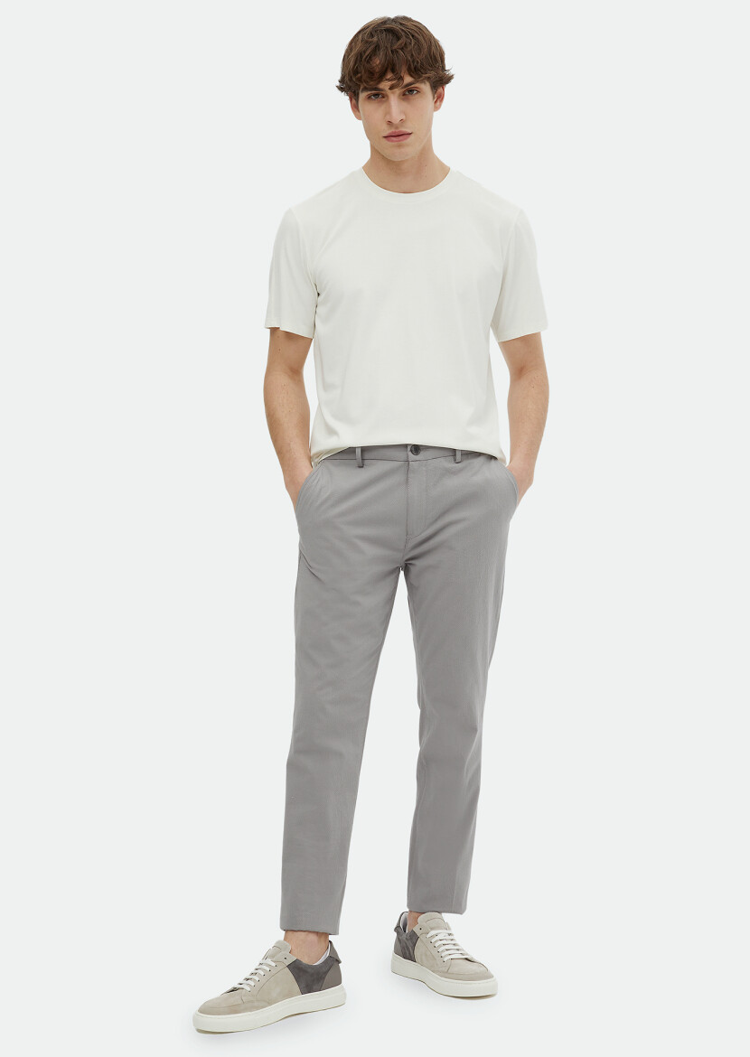 Ecru Plain Crew Neck T-Shirt 