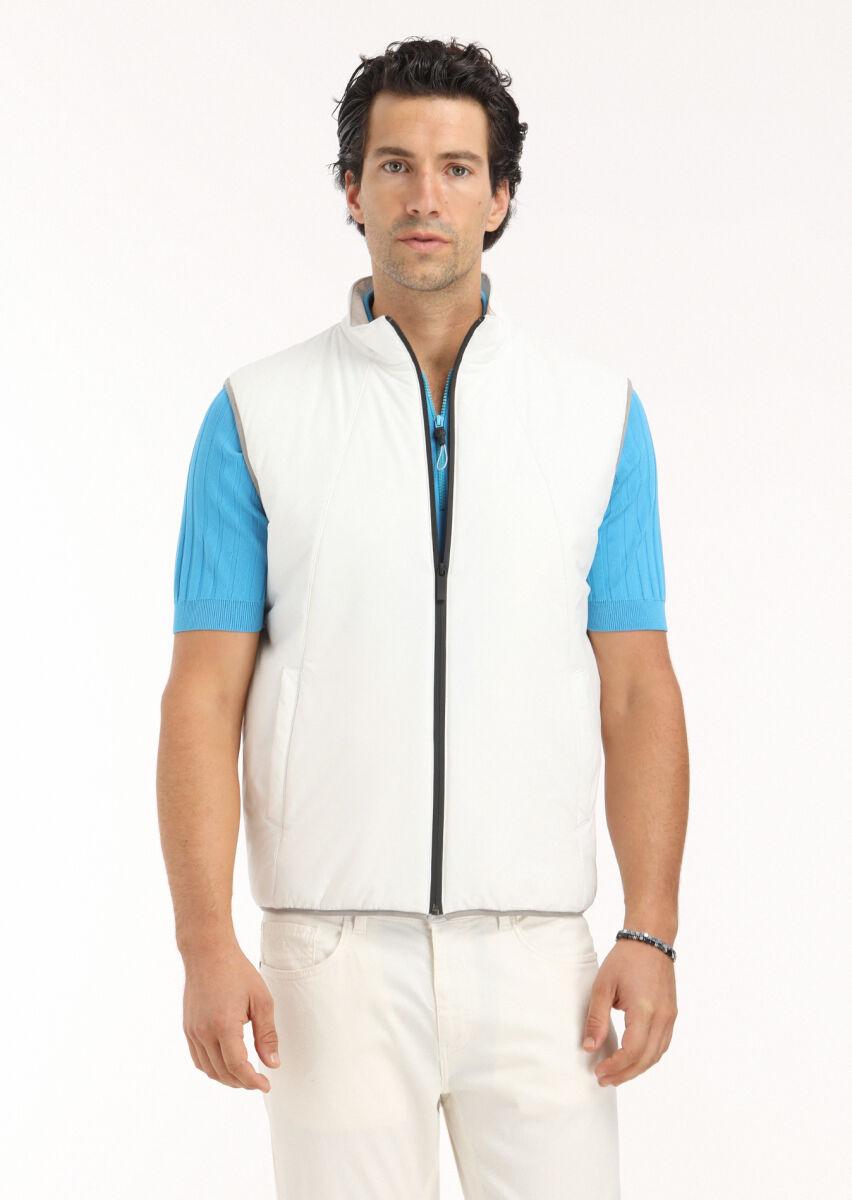 Ecru Weaving Puffer Vest - 2