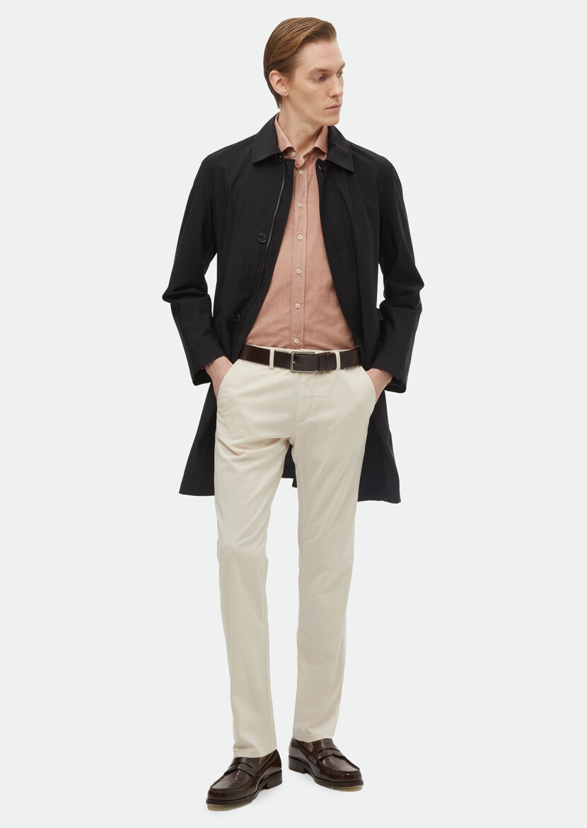 Ecru Weaving Regular Fit Casual Trousers - RAMSEY