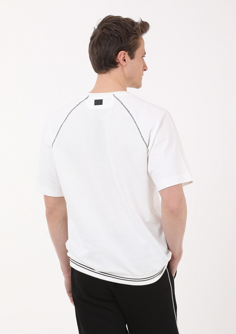 Ekru Jakarlı Sweatshırt - 5
