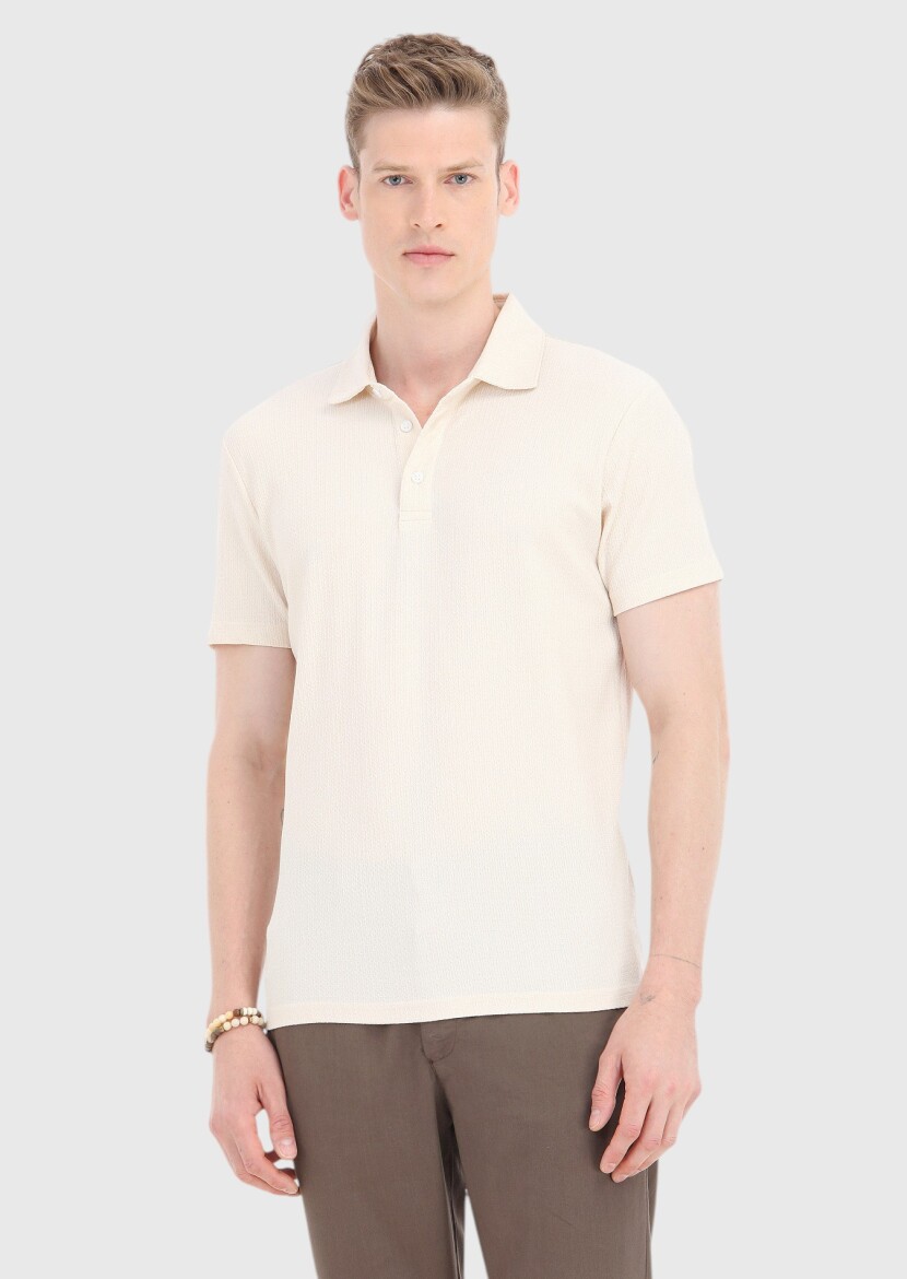 Ekru Polo Yaka T-Shirt 