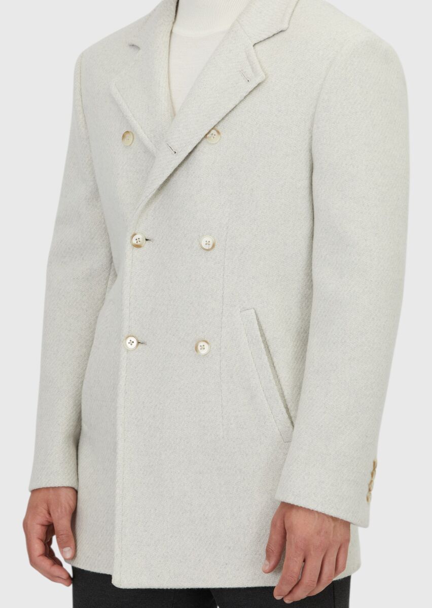 Ekru Regular Fit Kruvaze Yaka Casual Dokuma Kaban - 5