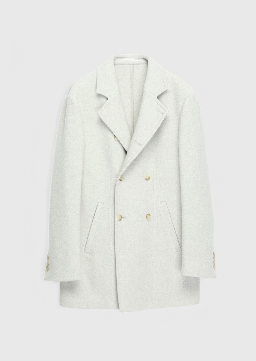 Ekru Regular Fit Kruvaze Yaka Casual Dokuma Kaban - 7