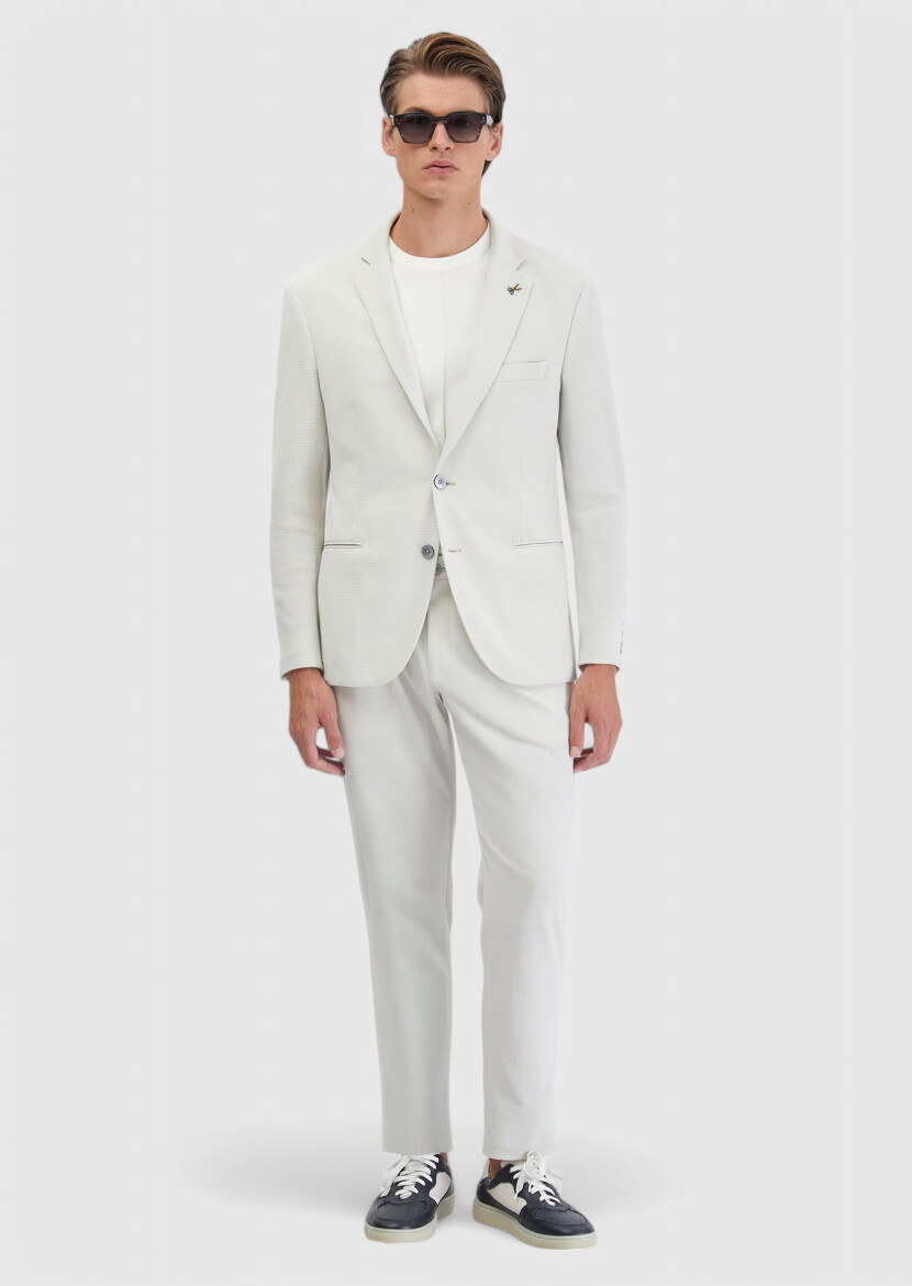 Füme Düz Comfort Fit Örme Takım Elbise - RAMSEY